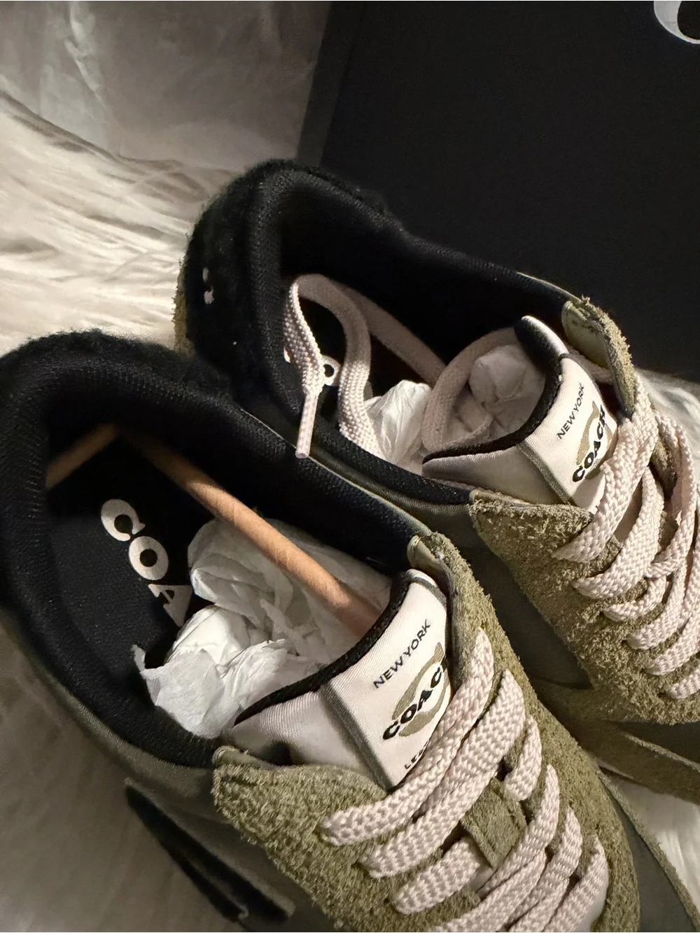 Coach Olive Green Mixed-Material Sneakers